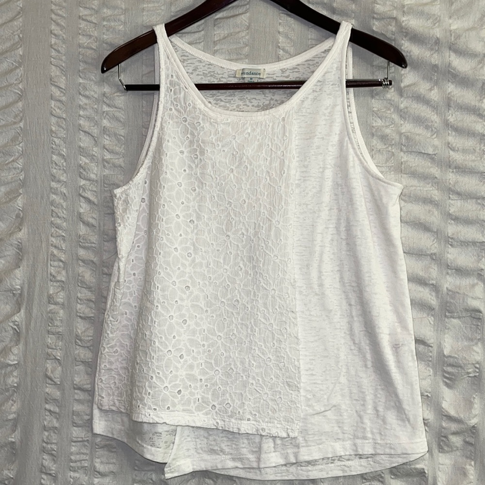 Sundance White Eyelet Burnout Tank